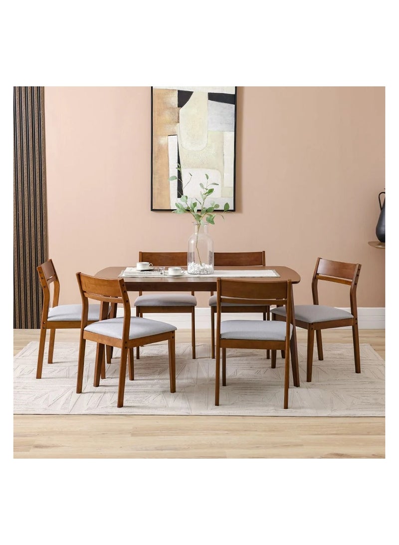 DANUBE HOME Mervil 1+6 Seater Dining Set 7-Piece Dining Set Sturdy Kitchen Dining Table With 6-Seater Dining Chairs Wooden Modern Design Furniture For Home Dining Room - Style Oak/Grey - Image 1